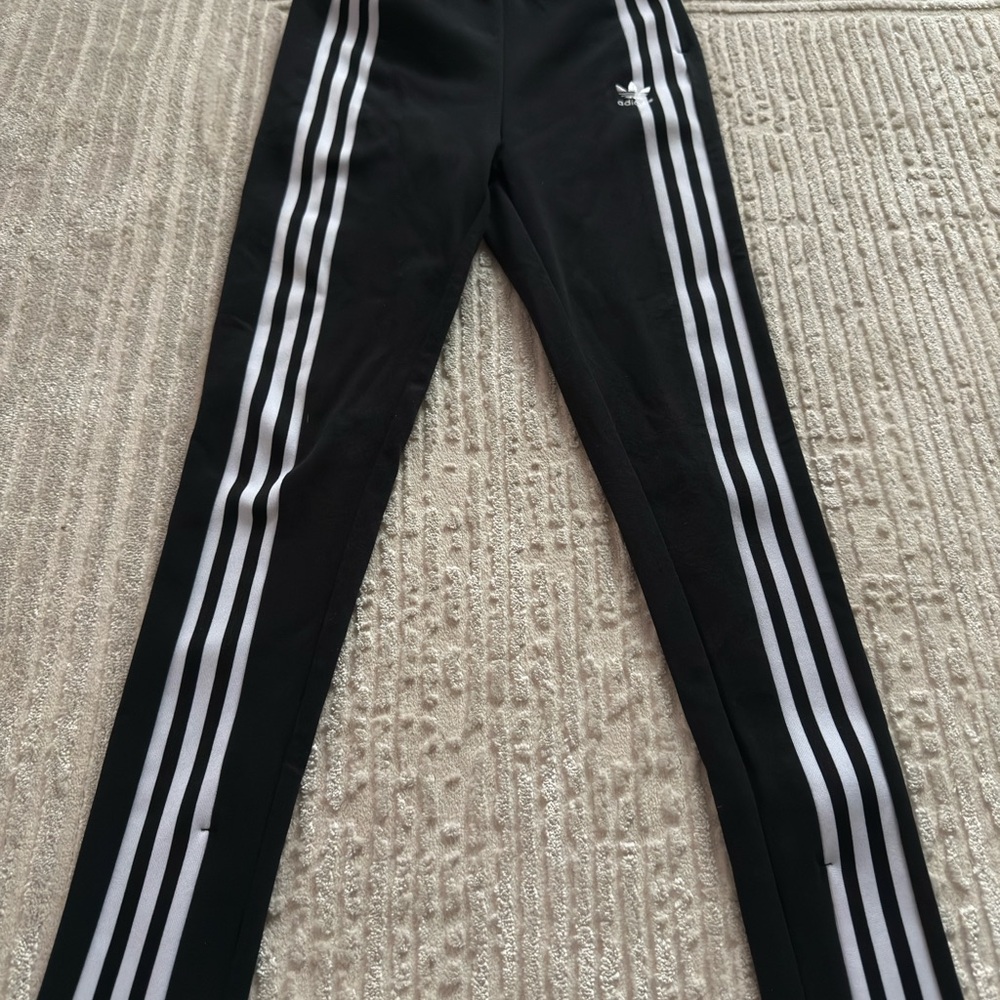 adidas Black Leggings with White Stripes